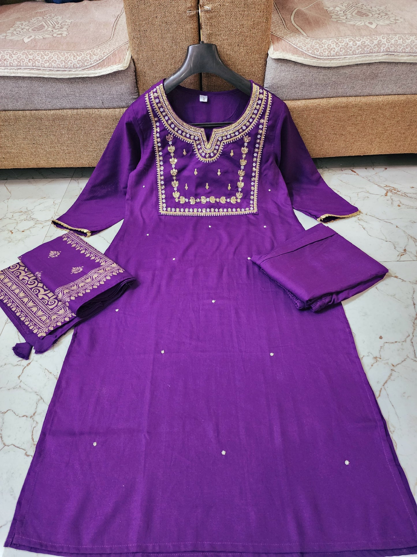 Readymade purple Embroidered Salwar Kameez With Dupatta Set Pakistani Dress Wedding Party Wear Bridesmaid  Embroidery Kurti