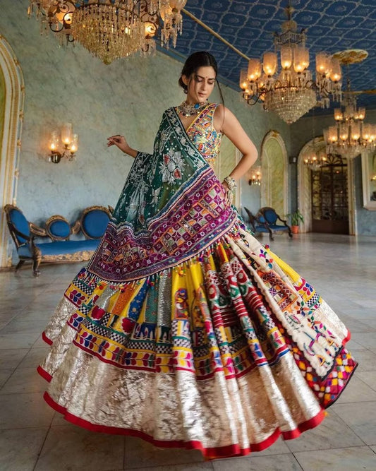 Beautiful Multicolor Navratri Lehenga Choli For Women, Ready To Wear Lehenga, Indian Wedding Festival Party Wear Lehenga, Chaniya Choli