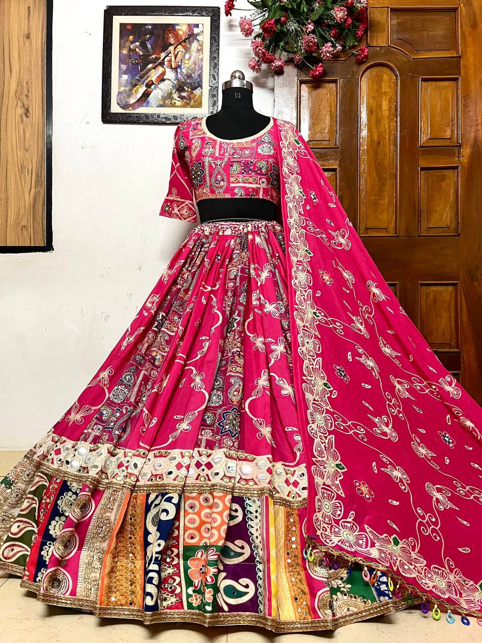 Elegant Designer Printed Lehanga Choli | Navratri Festival | Stitched Blouse | Diwali