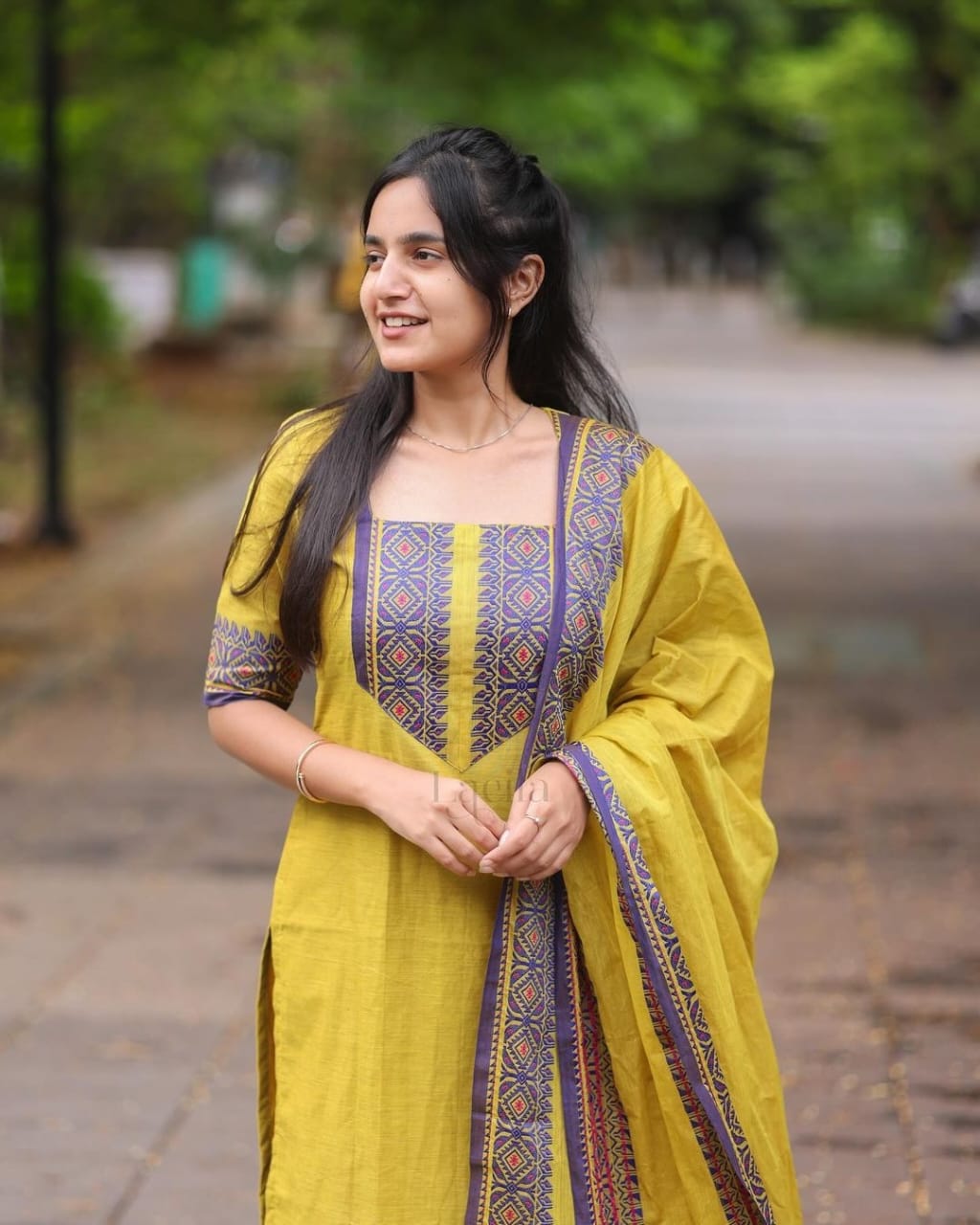 Yellow Beautiful Suit Sets in pure KANCHI COTTON Top pent with duppta