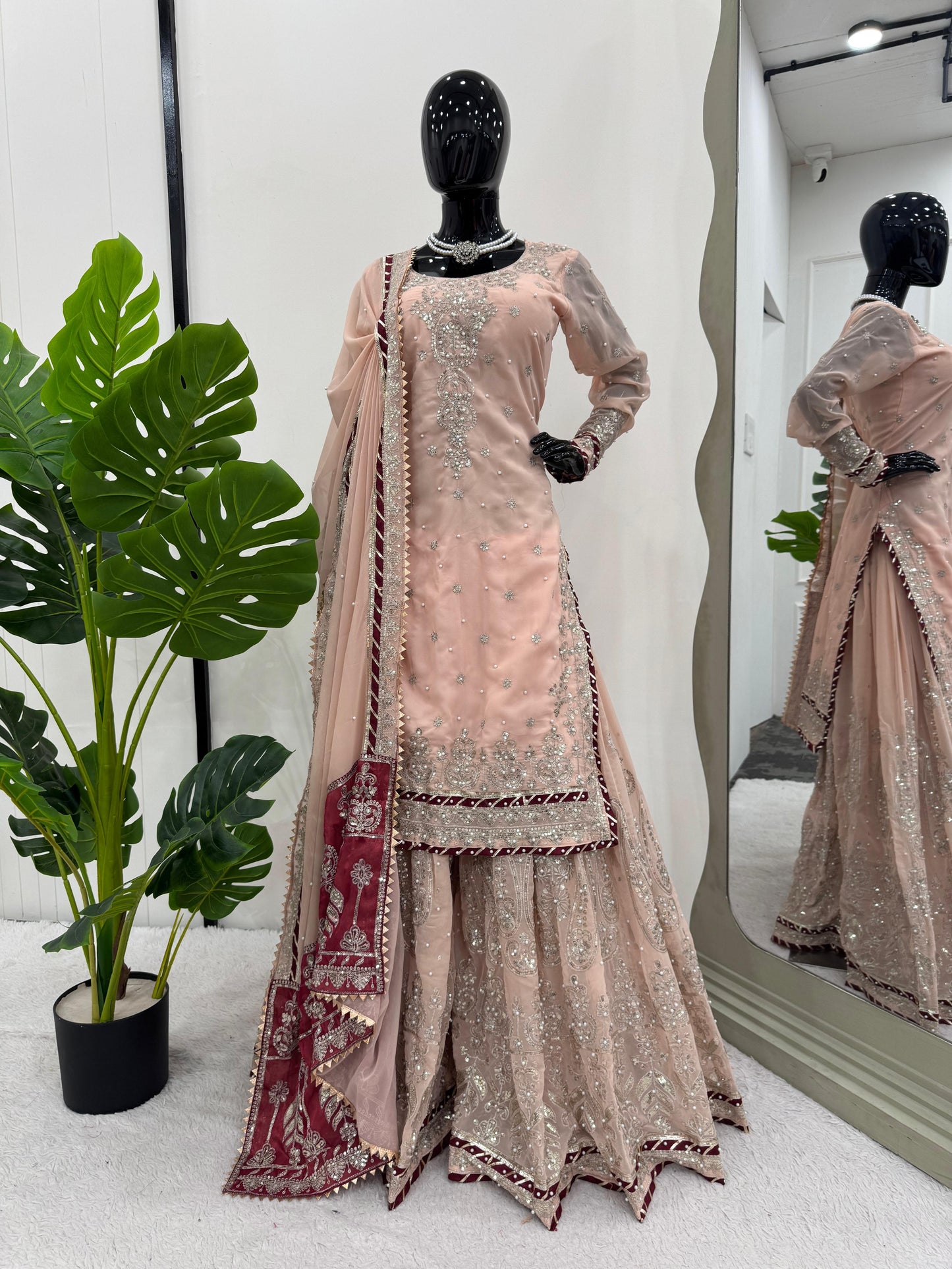 Kurta sharara suit 3 pc Salwar kameez readymade suit Sarara suit Stylish Pakistani suit Punjabi wedding dress Bridesmaids sharara