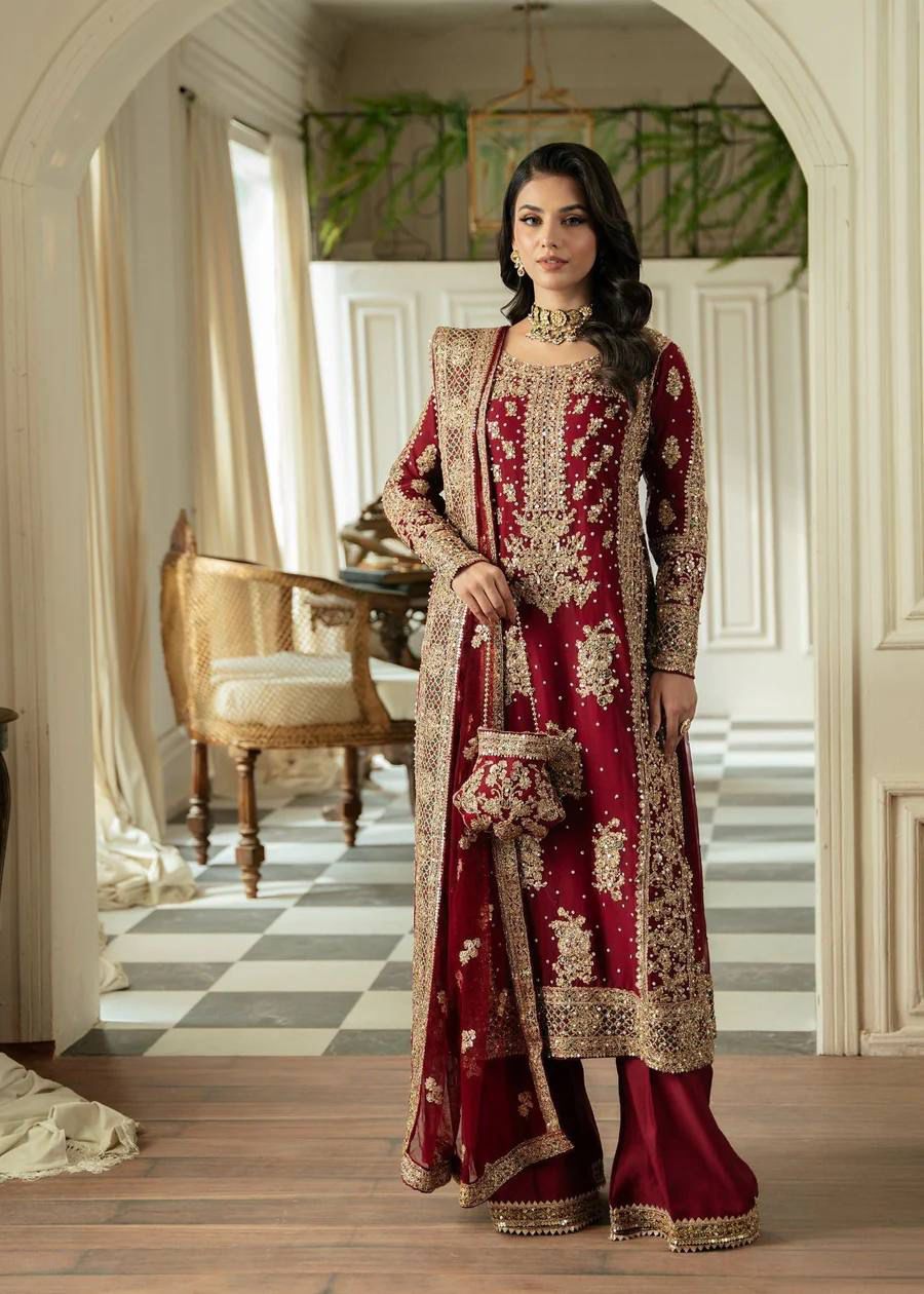 Embroidered Dress with Long Sleeves, Pakistani 3 Piece Suit, Formal Salwar Kameez Suit, Designer Handmade Traditional Wear