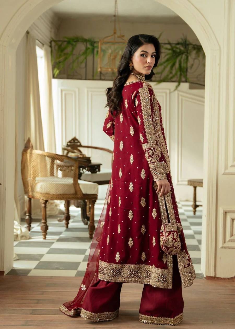 Embroidered Dress with Long Sleeves, Pakistani 3 Piece Suit, Formal Salwar Kameez Suit, Designer Handmade Traditional Wear