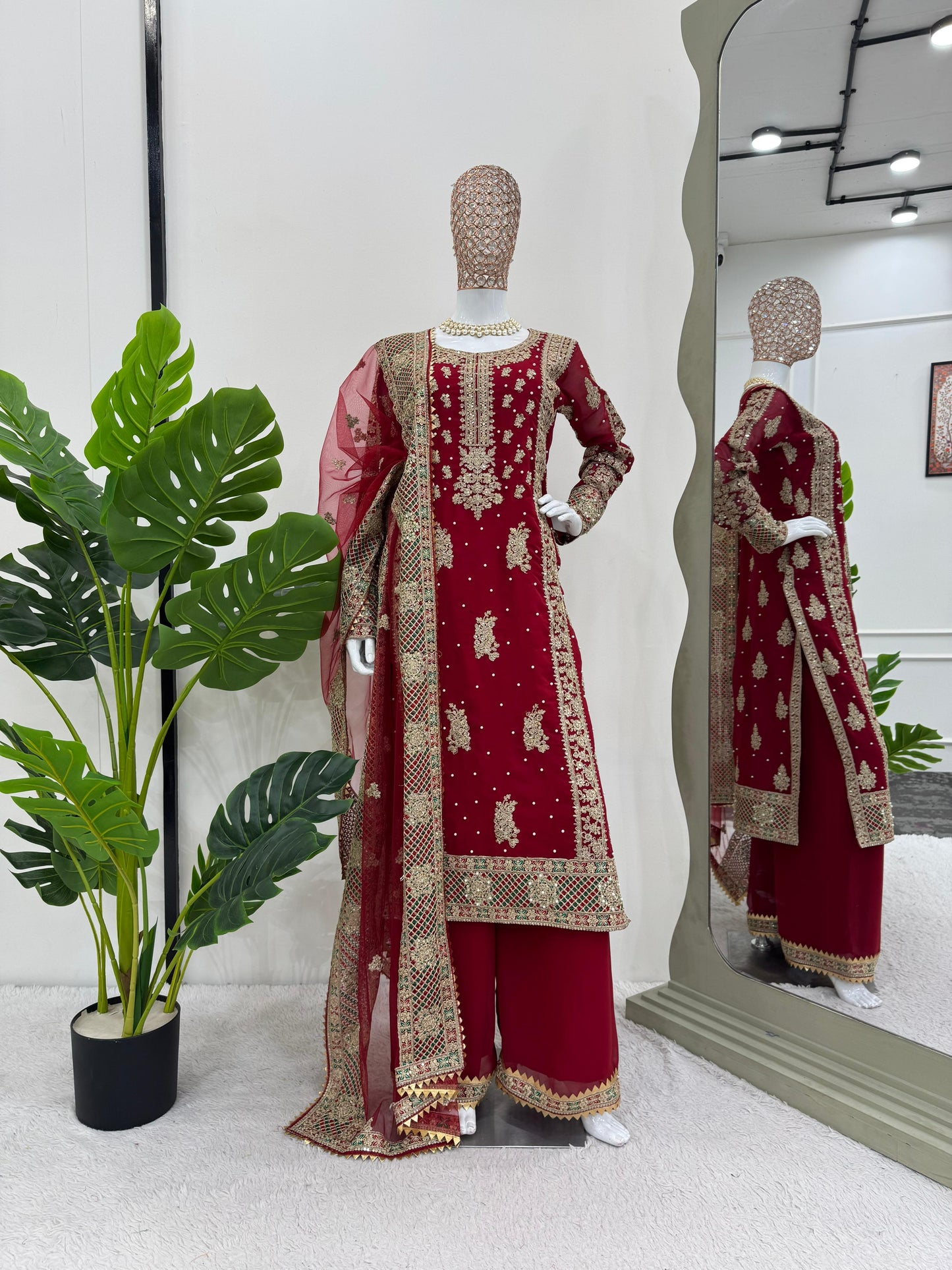 Embroidered Dress with Long Sleeves, Pakistani 3 Piece Suit, Formal Salwar Kameez Suit, Designer Handmade Traditional Wear