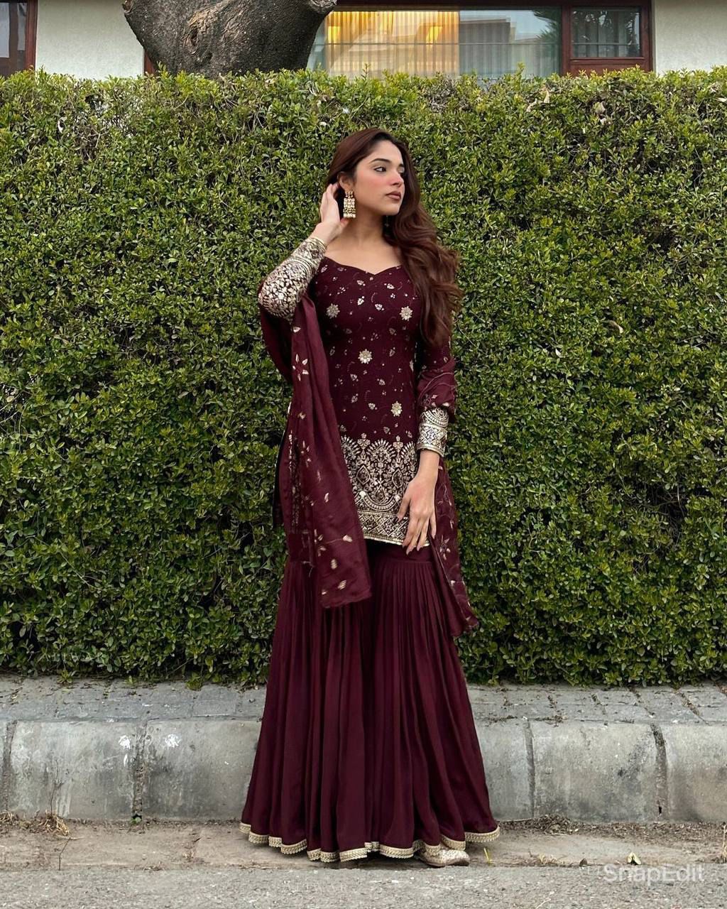 Designer Sharara Suit Indian Wedding Dress Punjabi suit Pakistani sharara Readymade dress Suit for eid 3pc Kurta set bridesmaids outfit