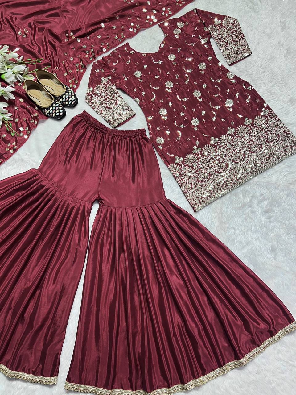 Designer Sharara Suit Indian Wedding Dress Punjabi suit Pakistani sharara Readymade dress Suit for eid 3pc Kurta set bridesmaids outfit