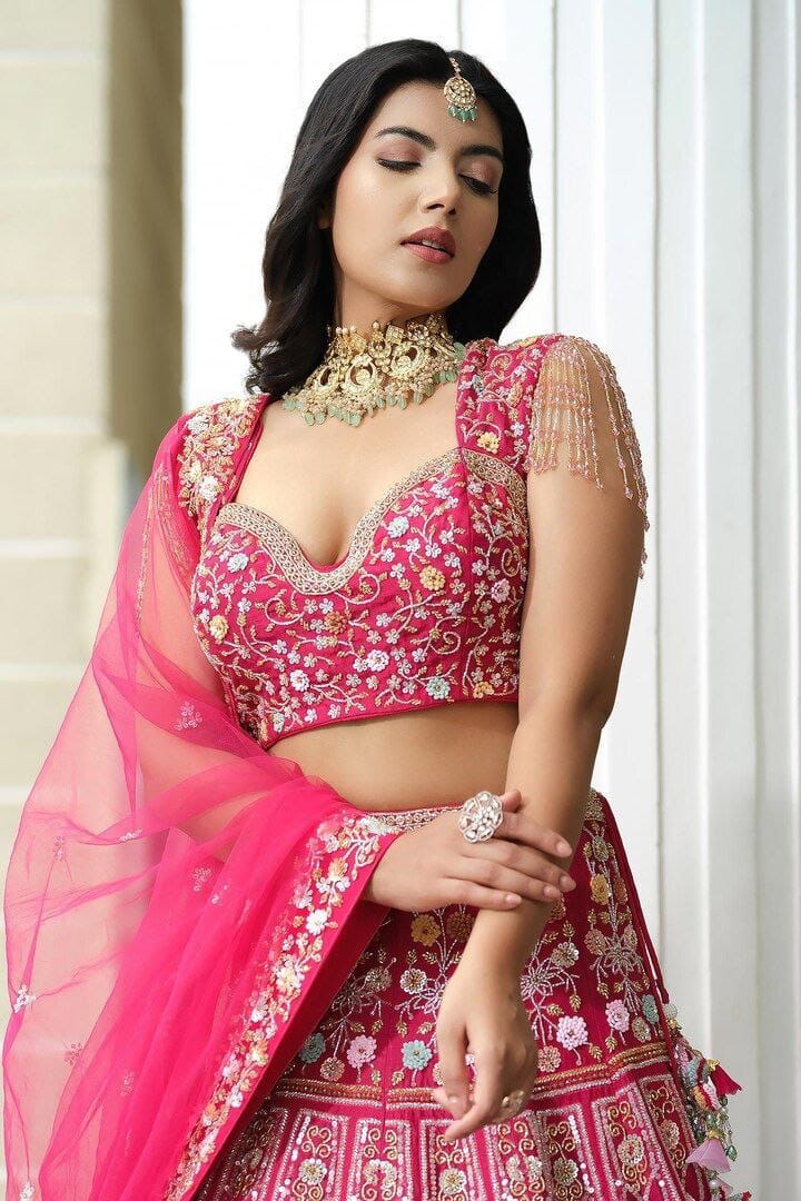 Malai Satin Silk Embellished With Beautiful Coding ,Zari And Sequins Work With Heavy Cancan With Double Inner Covering