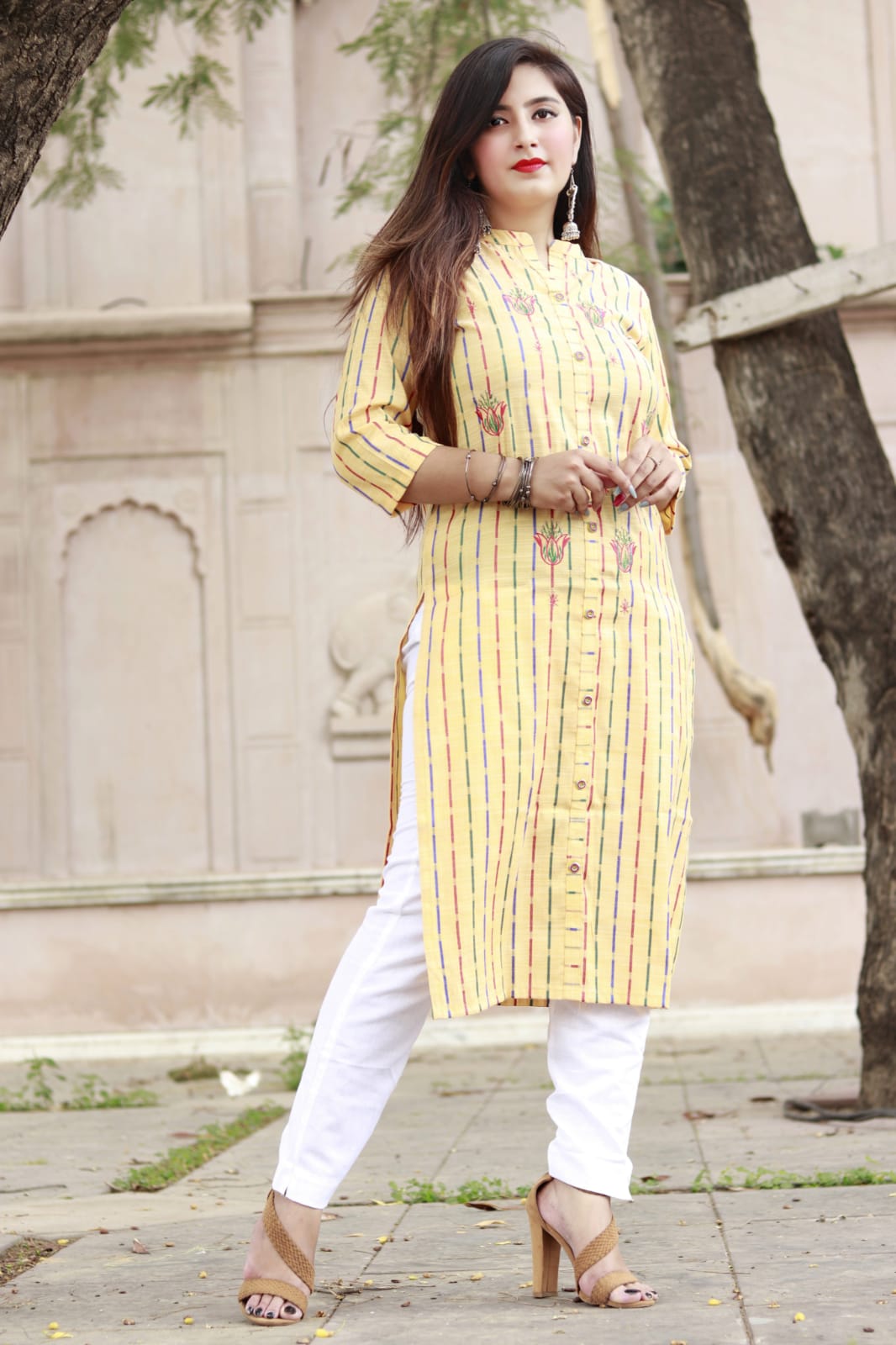 Festival Season Printed Floral Long Embroidered Kurta , Designer Kurta