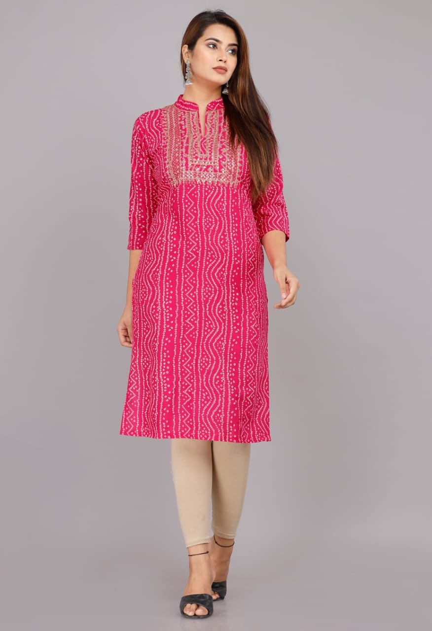 Bandhej kurti for Plus Size Women