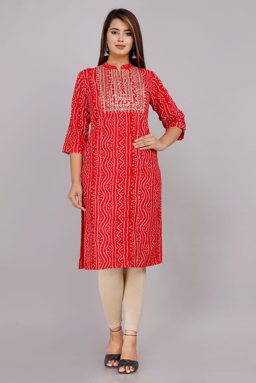 Bandhej kurti for Plus Size Women