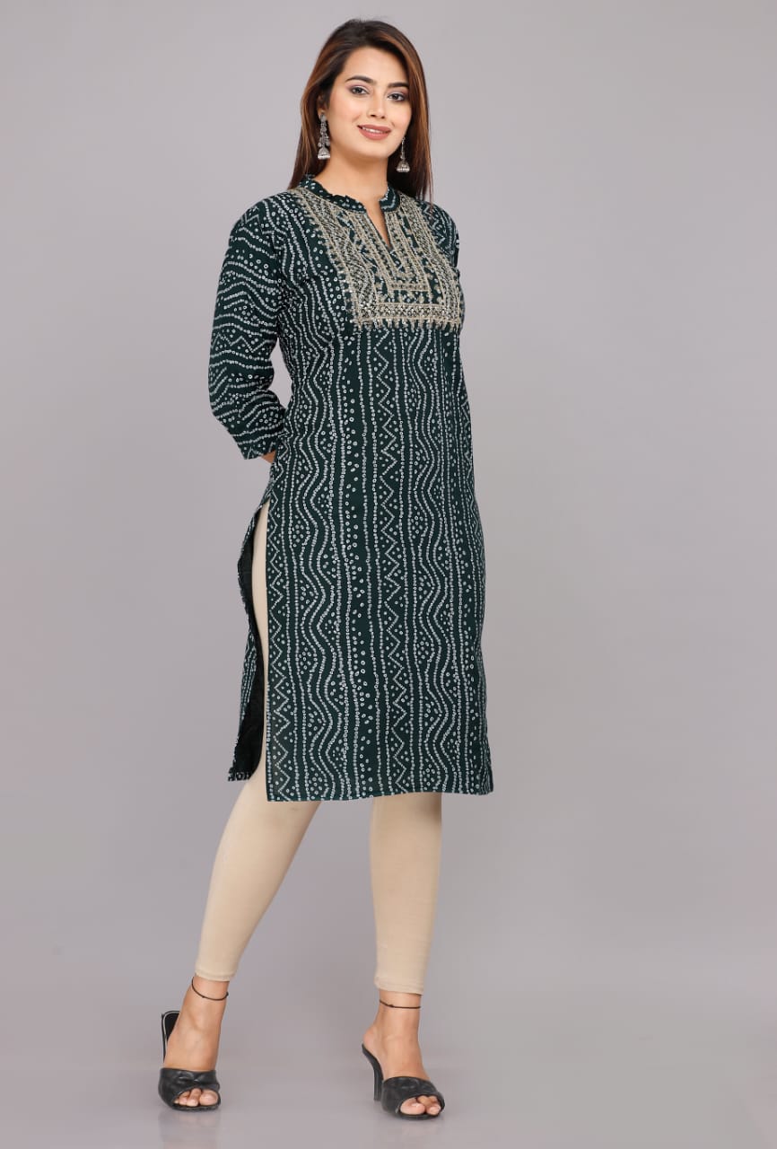 Bandhej kurti for Plus Size Women