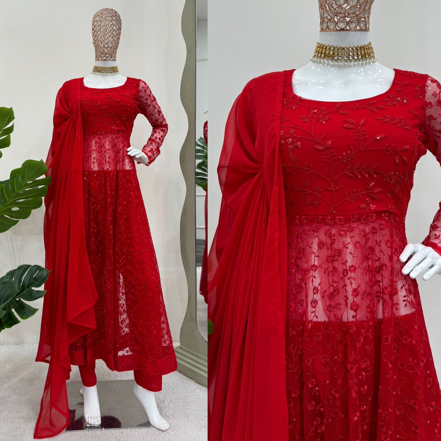 Wedding Anarkali gown Traditional outfit indian gown Butterfly net Sequnce; Embroidery Gown Full Flair Gown festival Outfit Readymade dress Salwar suit