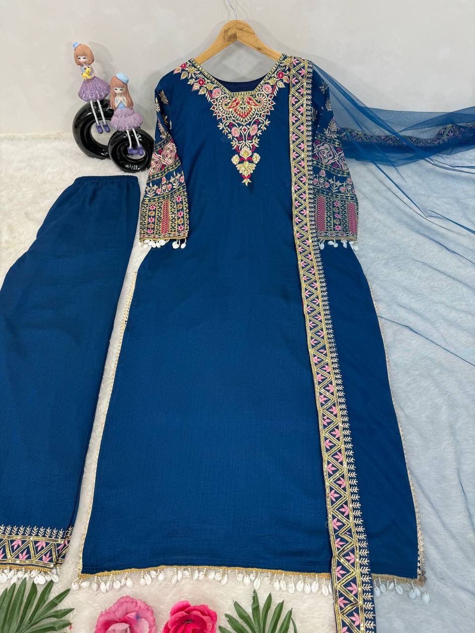 Silk Embroidered Designer Ready to Wear Palazo Kurta for Women, Stylish Boho Chic Attire for Daily Wear, Ideal Gift for Friends