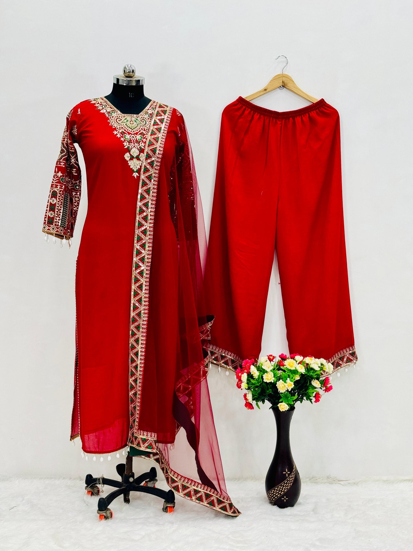 Silk Embroidered Designer Ready to Wear Palazo Kurta for Women, Stylish Boho Chic Attire for Daily Wear, Ideal Gift for Friends