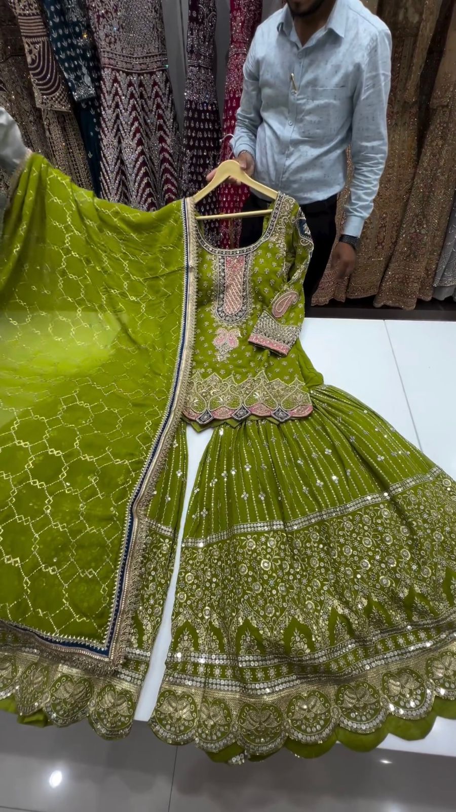 Heavy Green Sharara Suit For women Indian Wedding Dress Pakistani Suit Punjabi Wedding Sarara Suit 3pc Sharara dress bridal Sharara suit