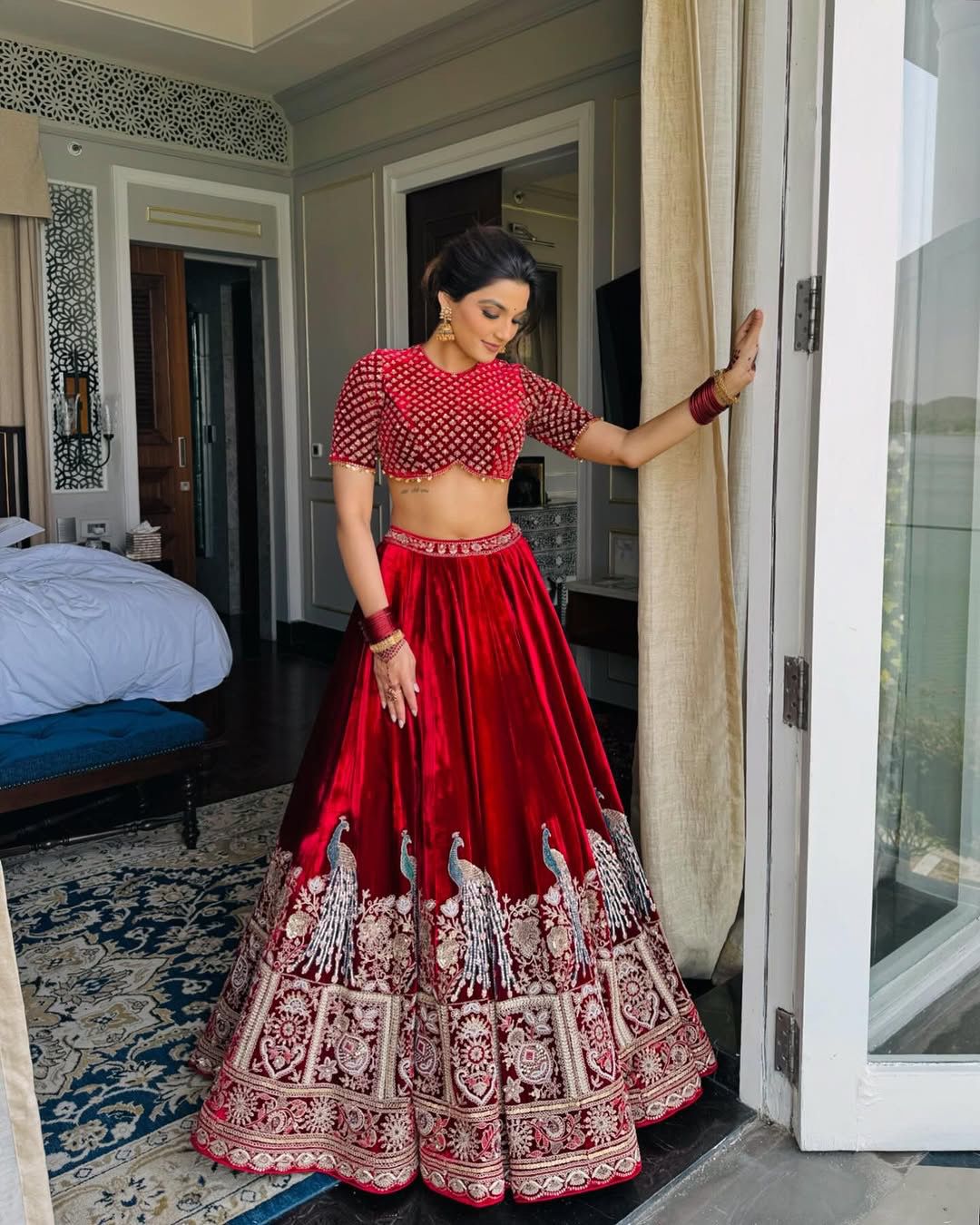 Viscos velvet Semi-Stitched Lehenga choli