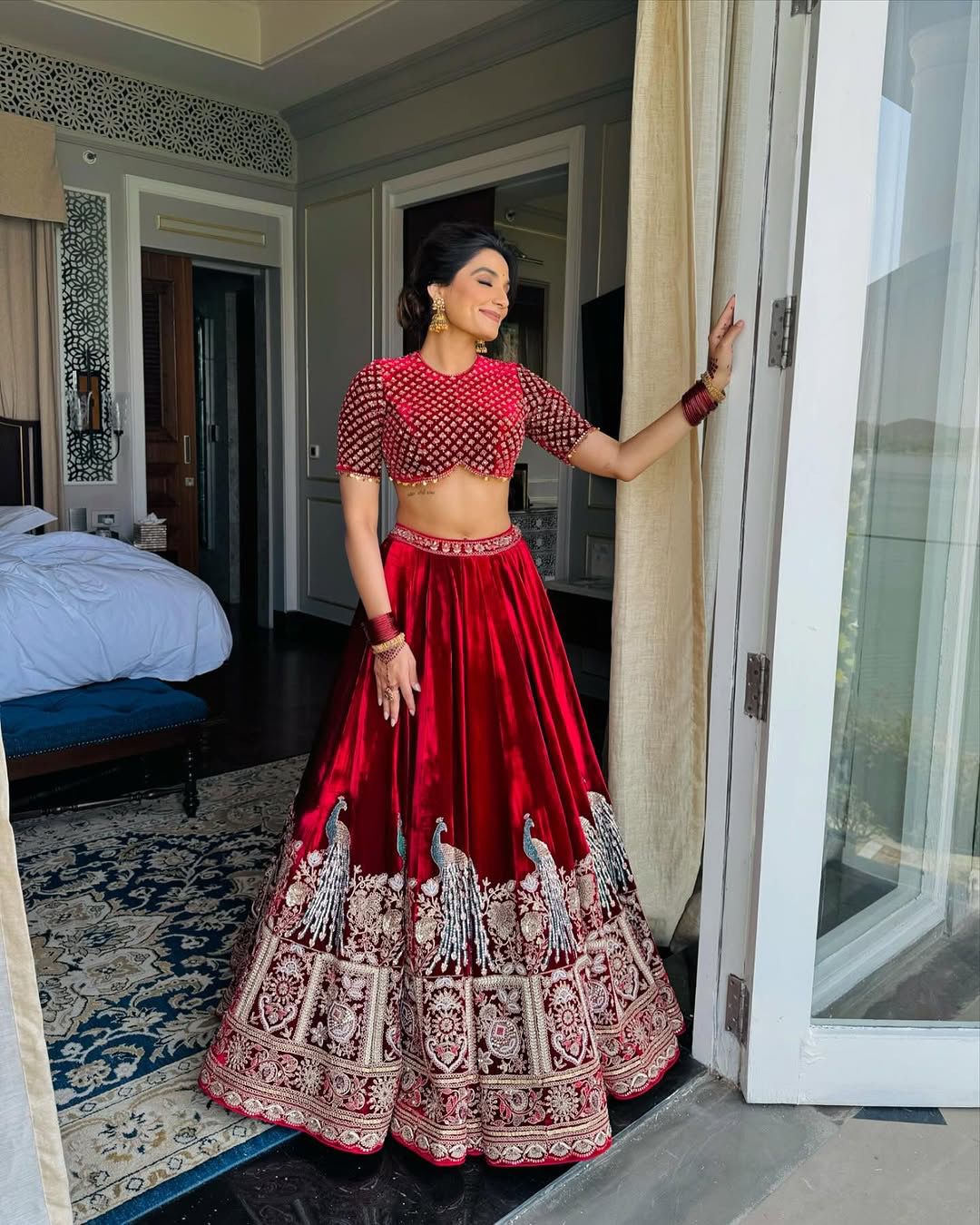 Viscos velvet Semi-Stitched Lehenga choli