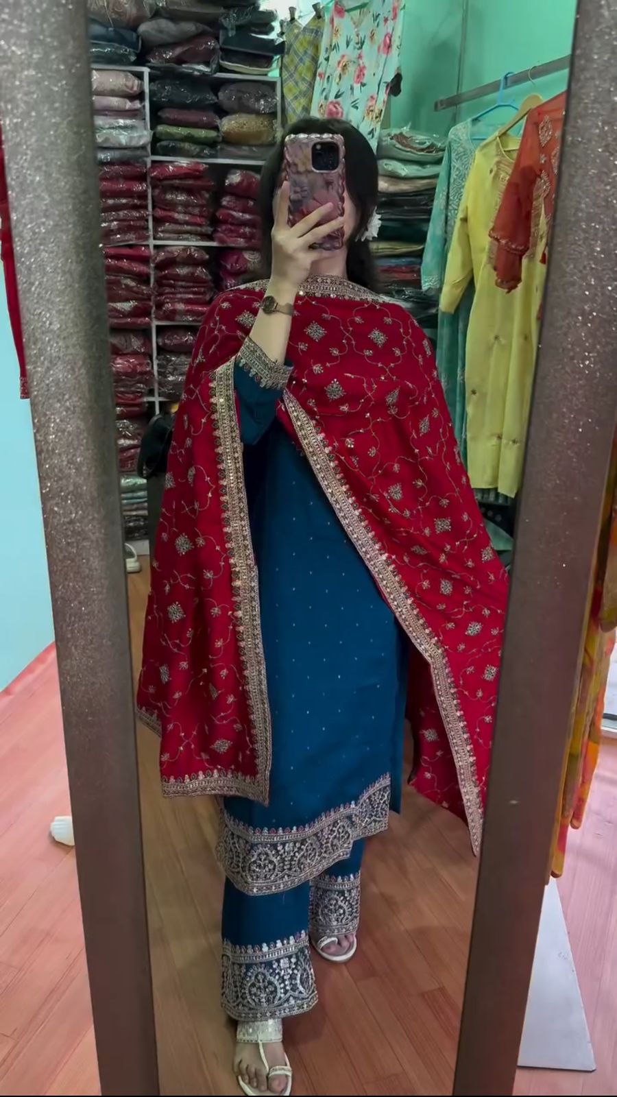 blue Partyware | Traditional Pakistani wedding dupatta salwar kameez | Eid outfit | Custom Stitched Indian Suits | Gift for her