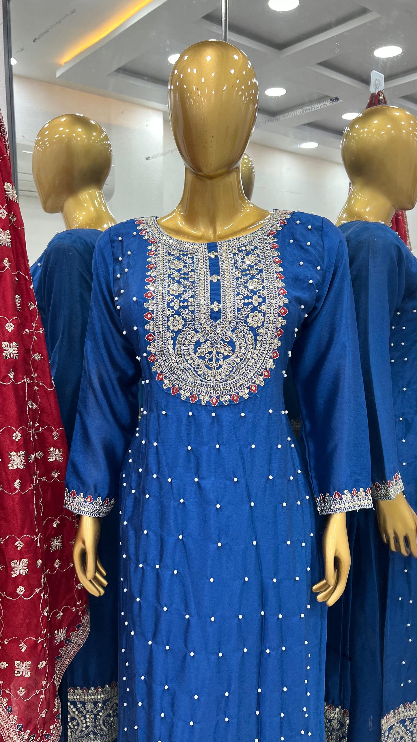 blue Partyware | Traditional Pakistani wedding dupatta salwar kameez | Eid outfit | Custom Stitched Indian Suits | Gift for her