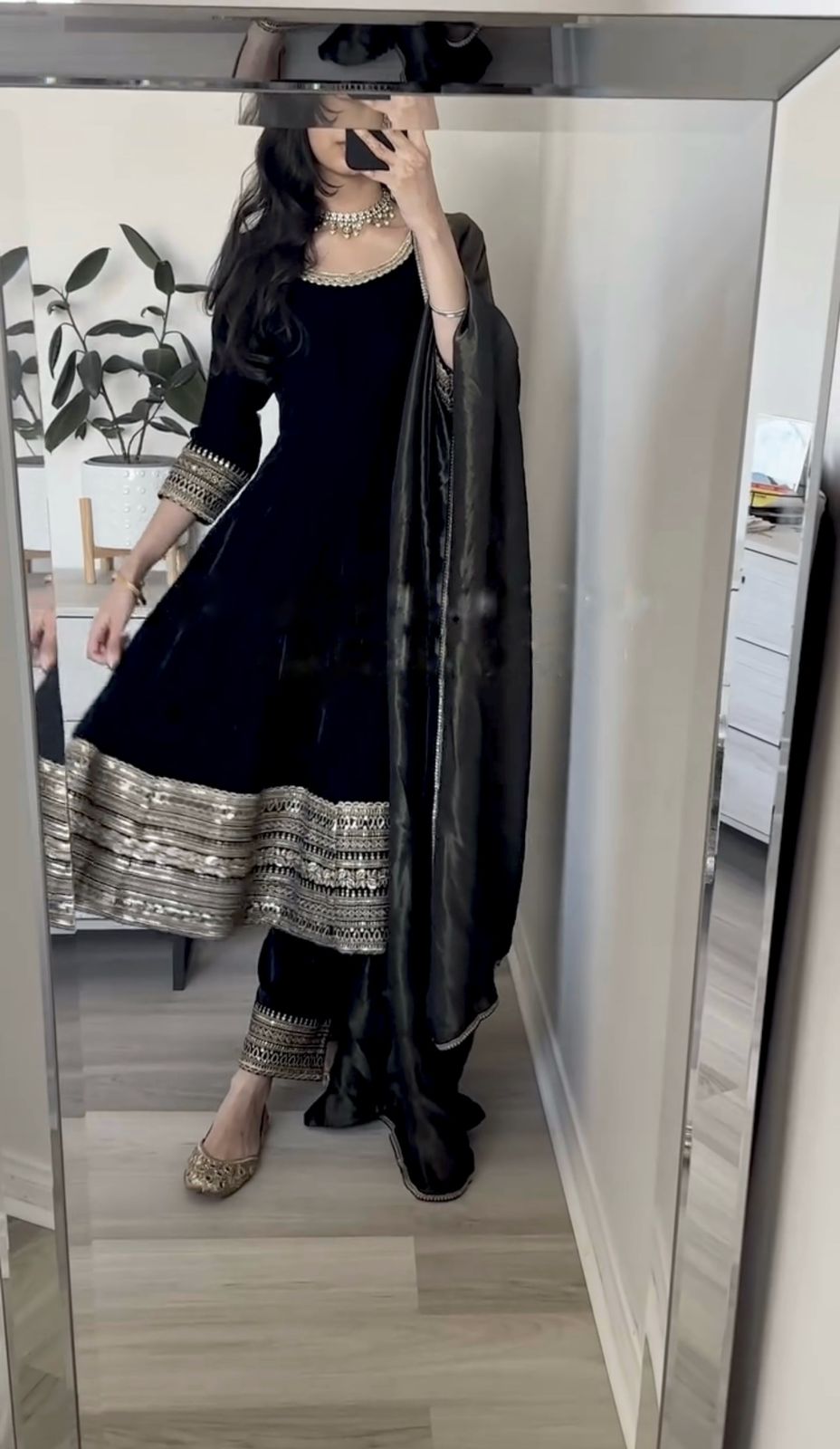 velvet party Wear Look Top-Dupatta and Fully Stiched Bottom