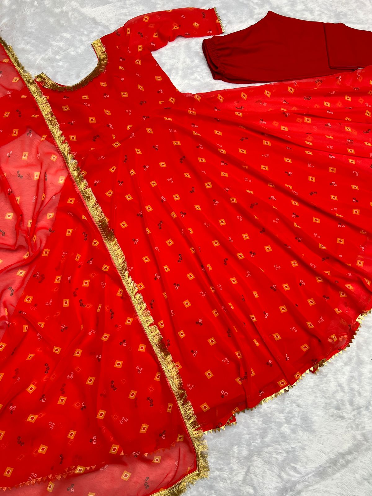 Exclusive Red Anarkali Gown Full Flair gown  Flair Indian Long Gown Gown Anarkali suit Party wear gown Readymade Gown