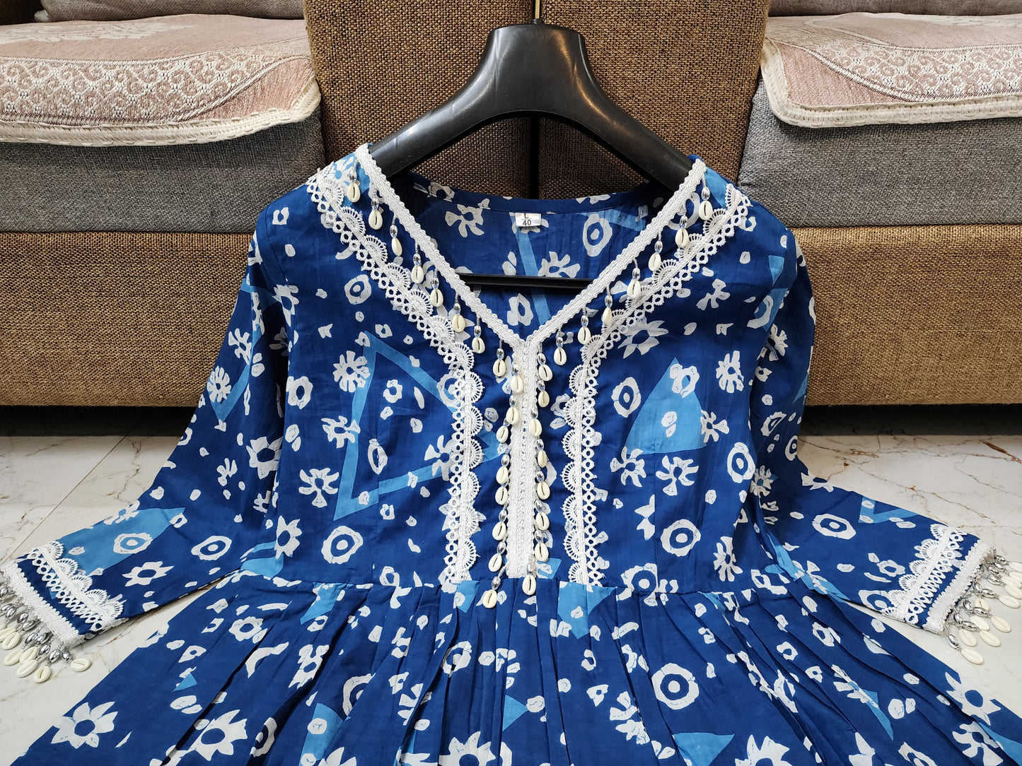 Premium Export Quality Cotton Fabric Printed Long gown Kurti With Pant And mal mal Dupatta