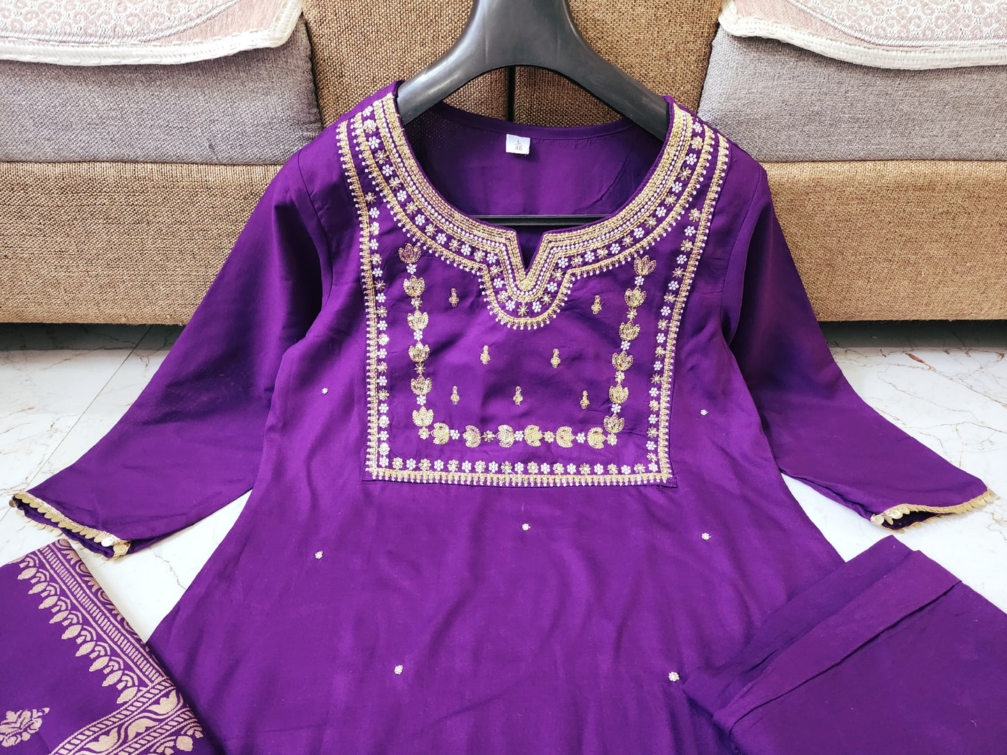 Readymade purple Embroidered Salwar Kameez With Dupatta Set Pakistani Dress Wedding Party Wear Bridesmaid  Embroidery Kurti