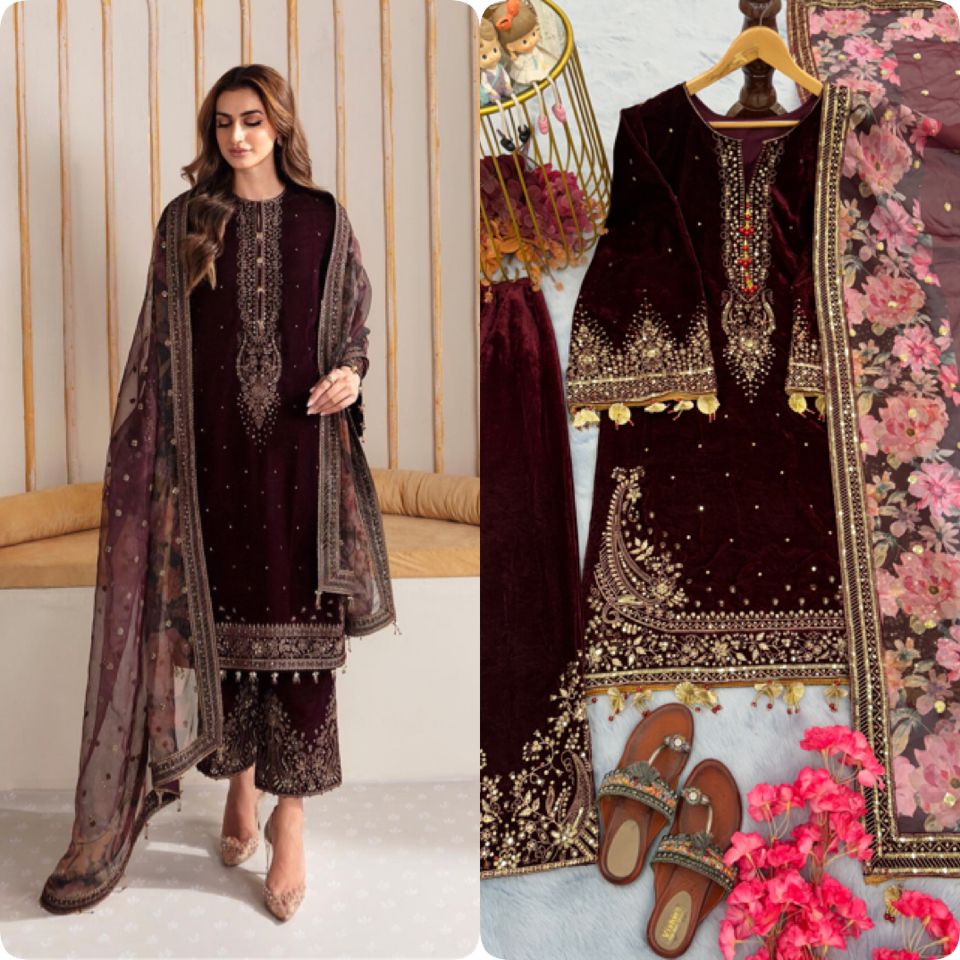 Pakistani velvet dress | Indian wedding dress | Pakistani velvet salwar kameez | Pakistani velvet suits