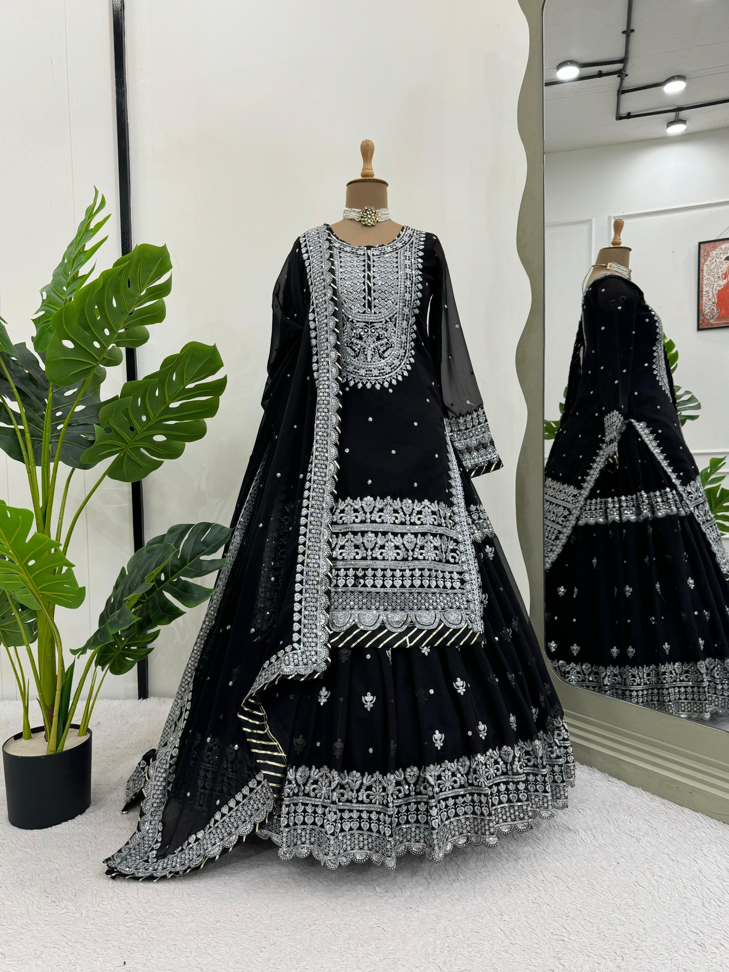 Pakistani wedding dress Lehenga embroidery ethnic stylish party wear made on custom order.