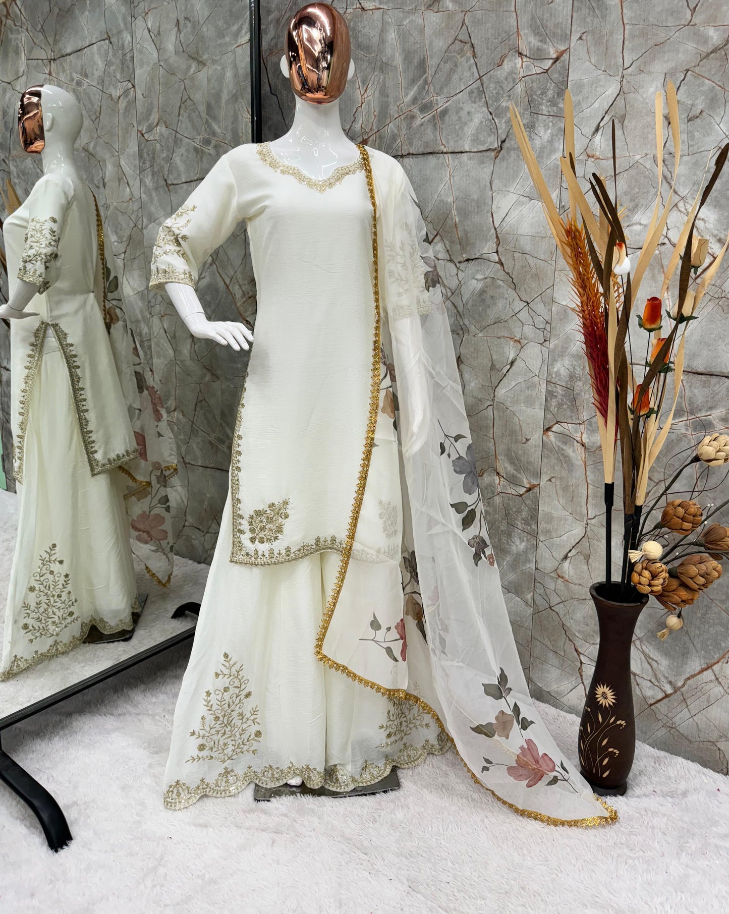 Stitch Designer GHARARA, Pakistani Indian Design, Wedding Collection, Formal Dress, Ready to Wear, Heavy Embroidered Dress