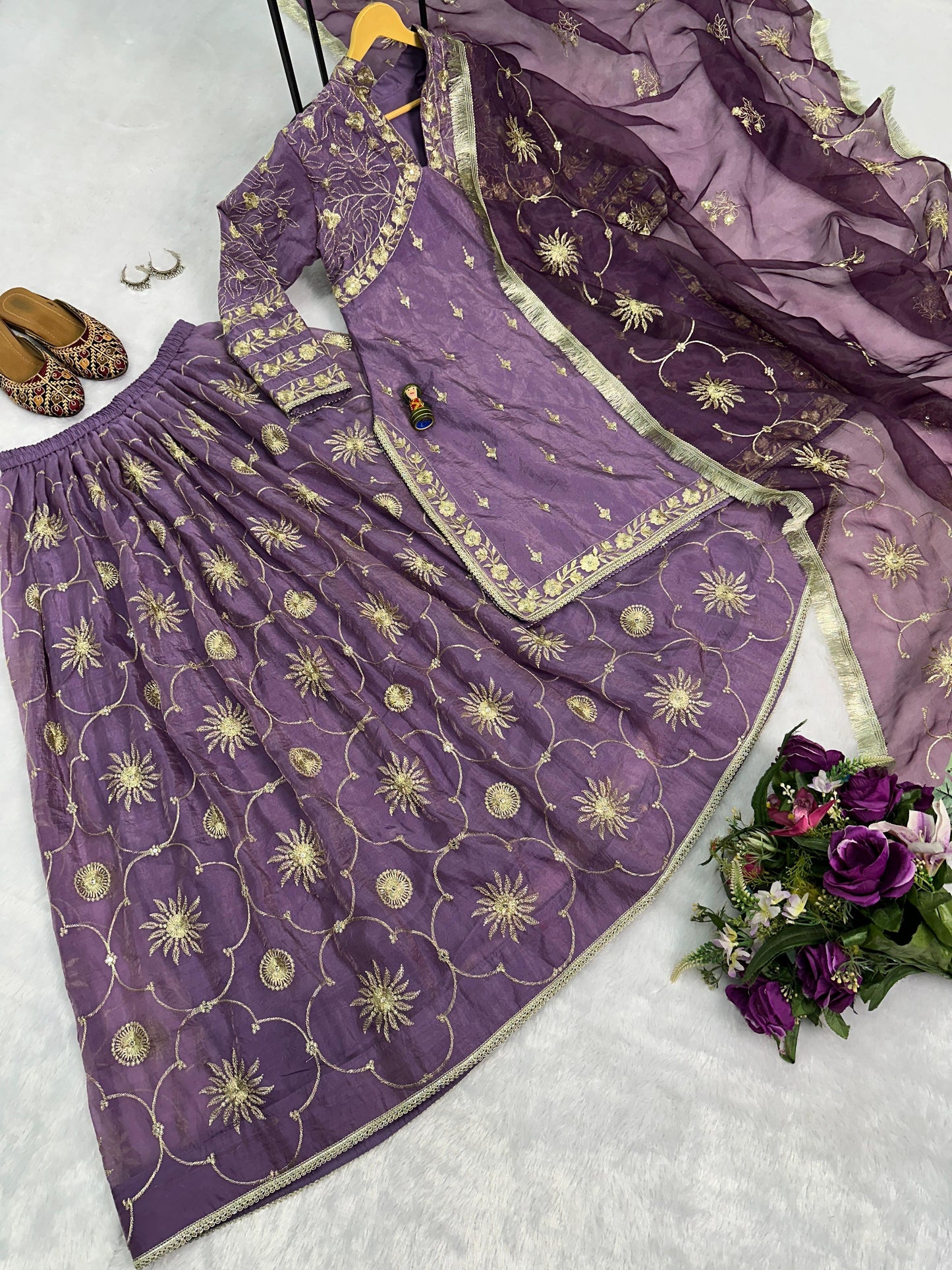 Designer  FESTIVAL SPECIAL 3 PIECE KURTA WITH LEHENGA AND DUPATTA,