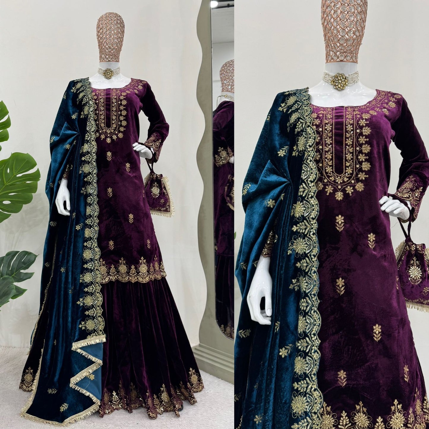 Heavy Blue  Sharara Suit For women Indian Wedding Dress Pakistani Suit Punjabi Wedding Sarara Suit 3pc Sharara dress bridal Sharara suit