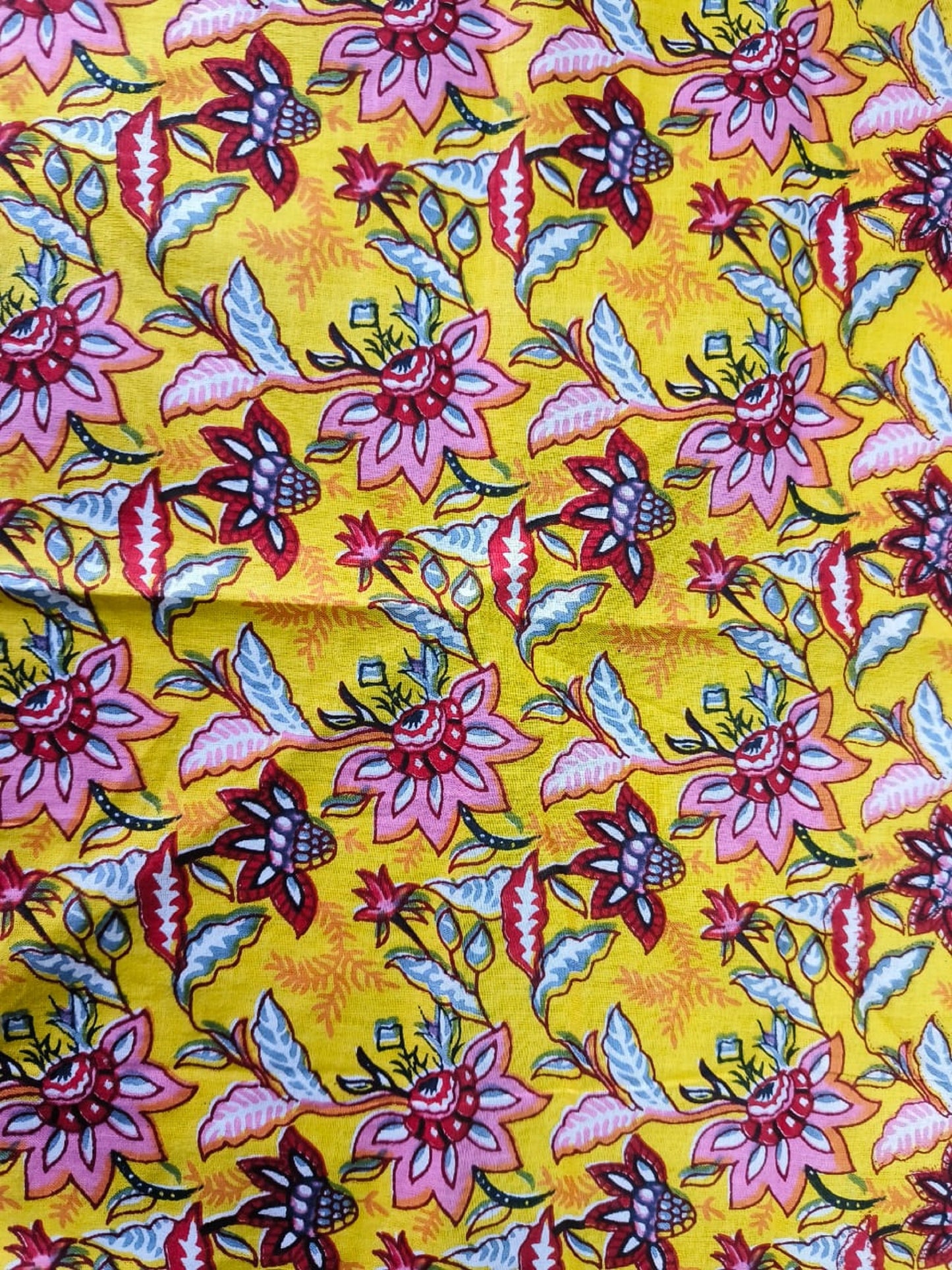 Yellow And Pink Indian Hand Block Floral THOHAT Cotton linen Cloth Napkins,Wedding Events Home Party,Cocktail Dinner All Sizes