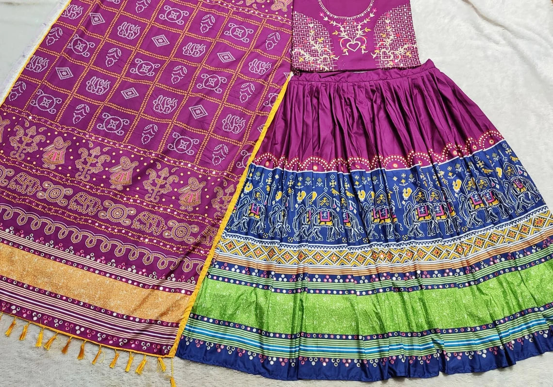 Navratri Special Garba Night Designer printed and Butter Silk lehenga choli with dupatta Brides Outfits Wedding Lehenga Navratri collection