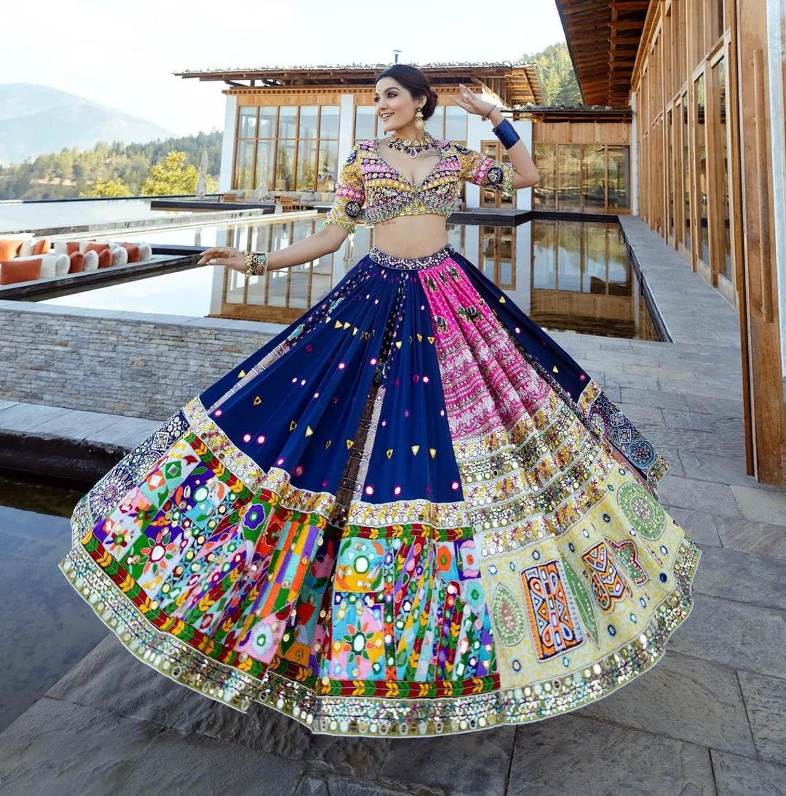 Elegant Designer Printed Lehanga Choli | Navratri Festival | Stitched Blouse | Diwali