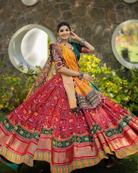 Navratri Special Garba Night Designer printed and Butter Silk lehenga choli with dupatta Brides Outfits Wedding Lehenga Navratri collection