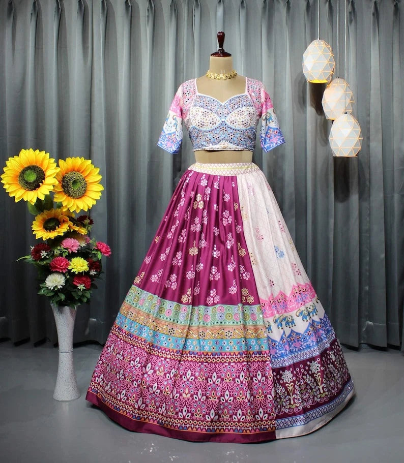 Navratri Speacial Lehenga Choli For Women Indian Traditional Festival Dandiya Dance Lehenga Choli Sangeet Party Wear Gujarati Chaniya Choli