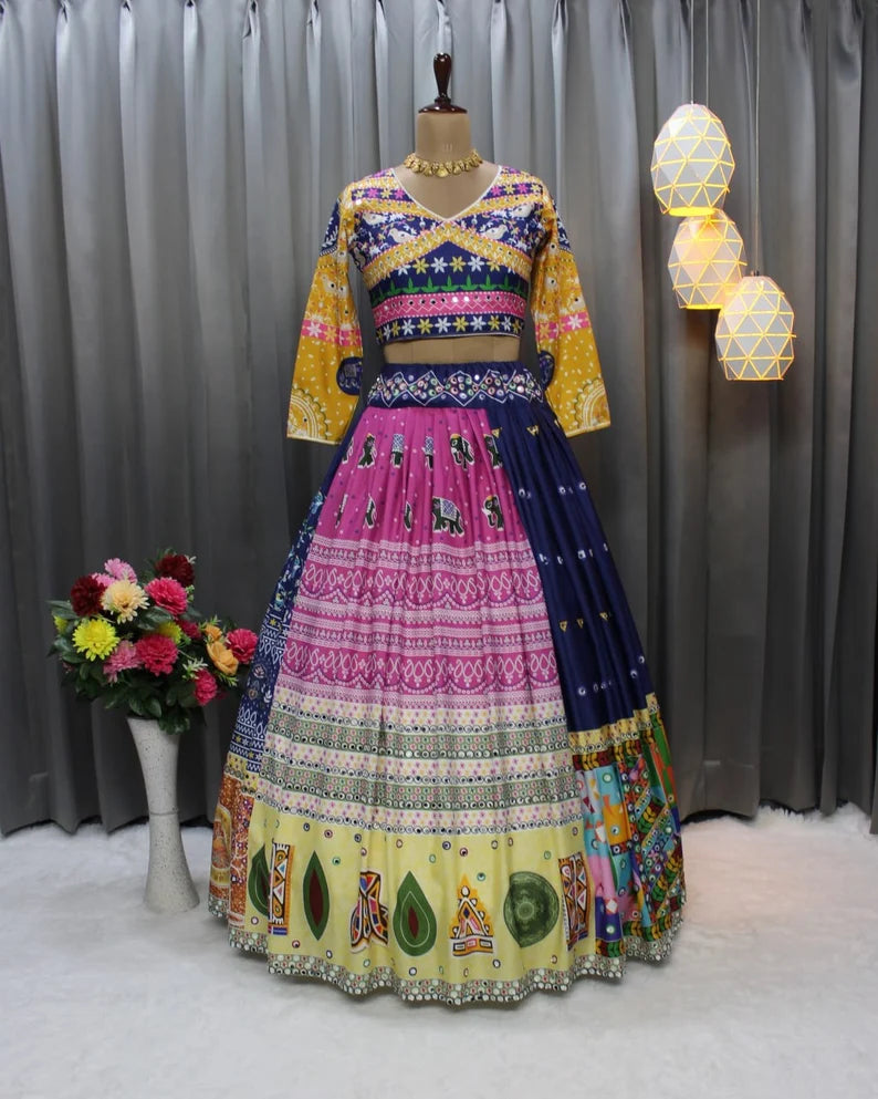 Elegant Designer Printed Lehanga Choli | Navratri Festival | Stitched Blouse | Diwali