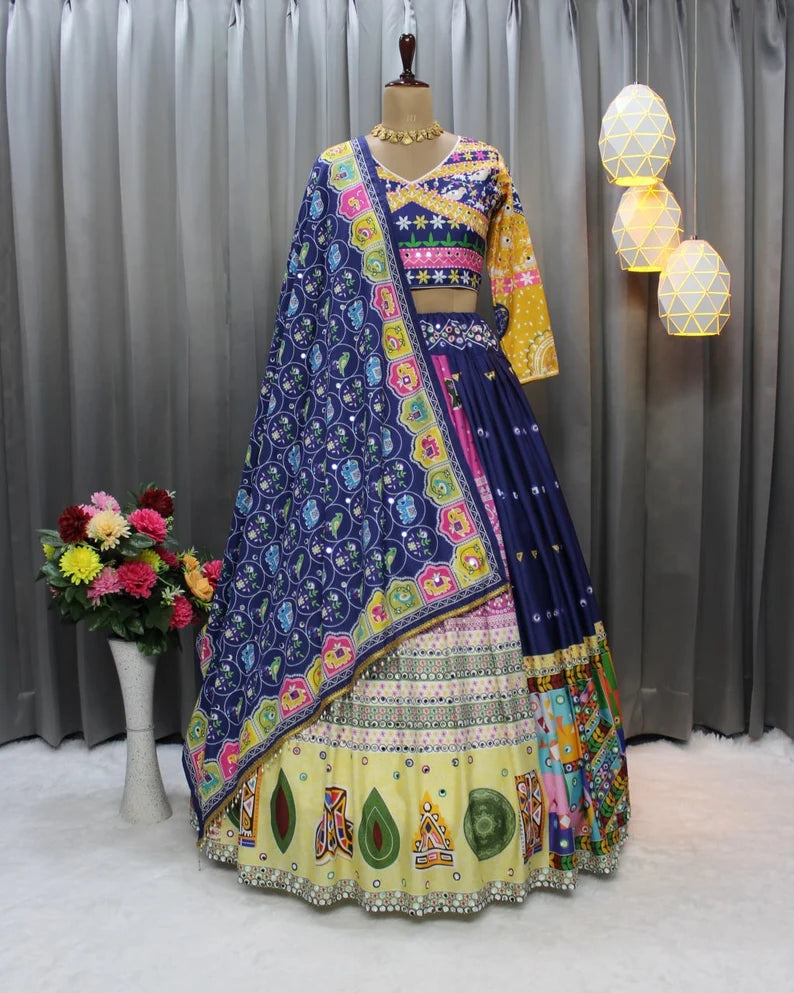 Elegant Designer Printed Lehanga Choli | Navratri Festival | Stitched Blouse | Diwali