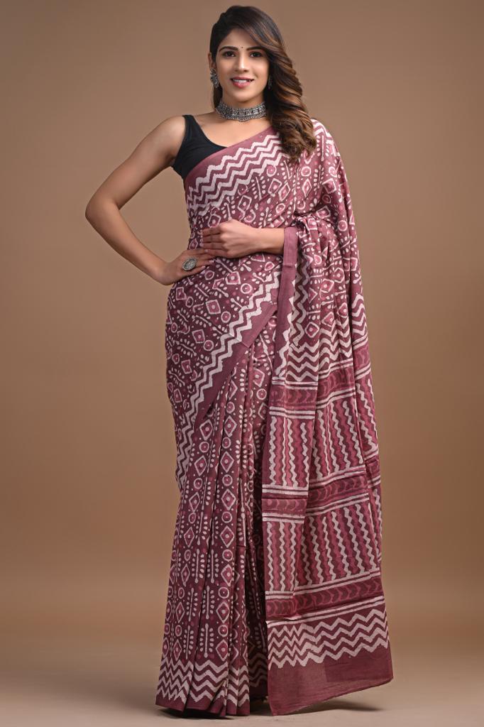 Beautiful Cotton Saree With Unstitched Blouse For Women Wear,Festive Wear,Wedding Wear Party Wear Sari