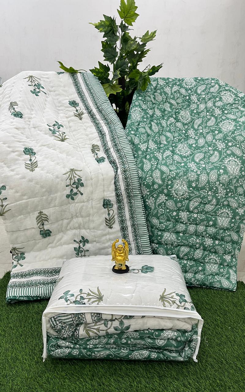 Single Bed Razai/Jaipuri Razai/ Jaipuri Quilt/Hand Block Print Quilt/Cotton Quilt