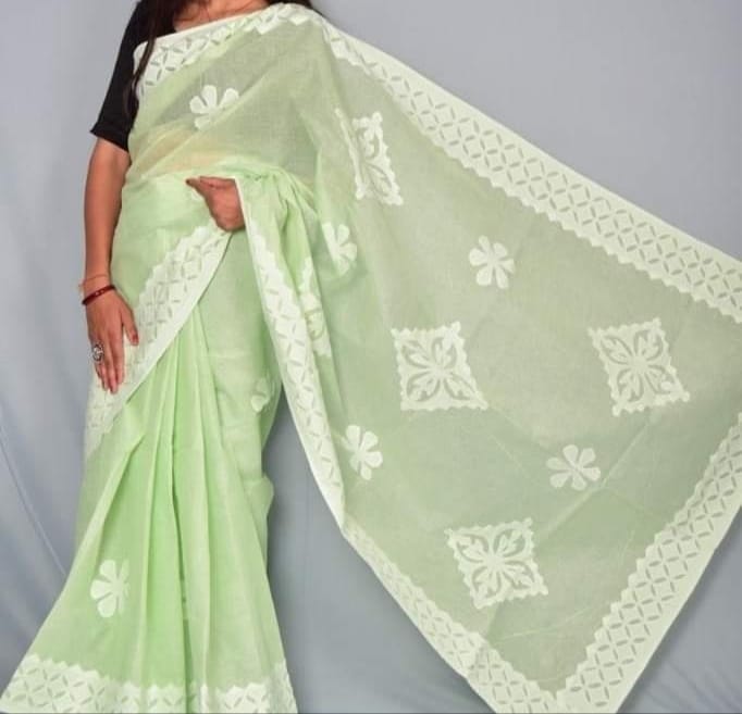 Applique Saree/ Indian Saree/Cotton Saree