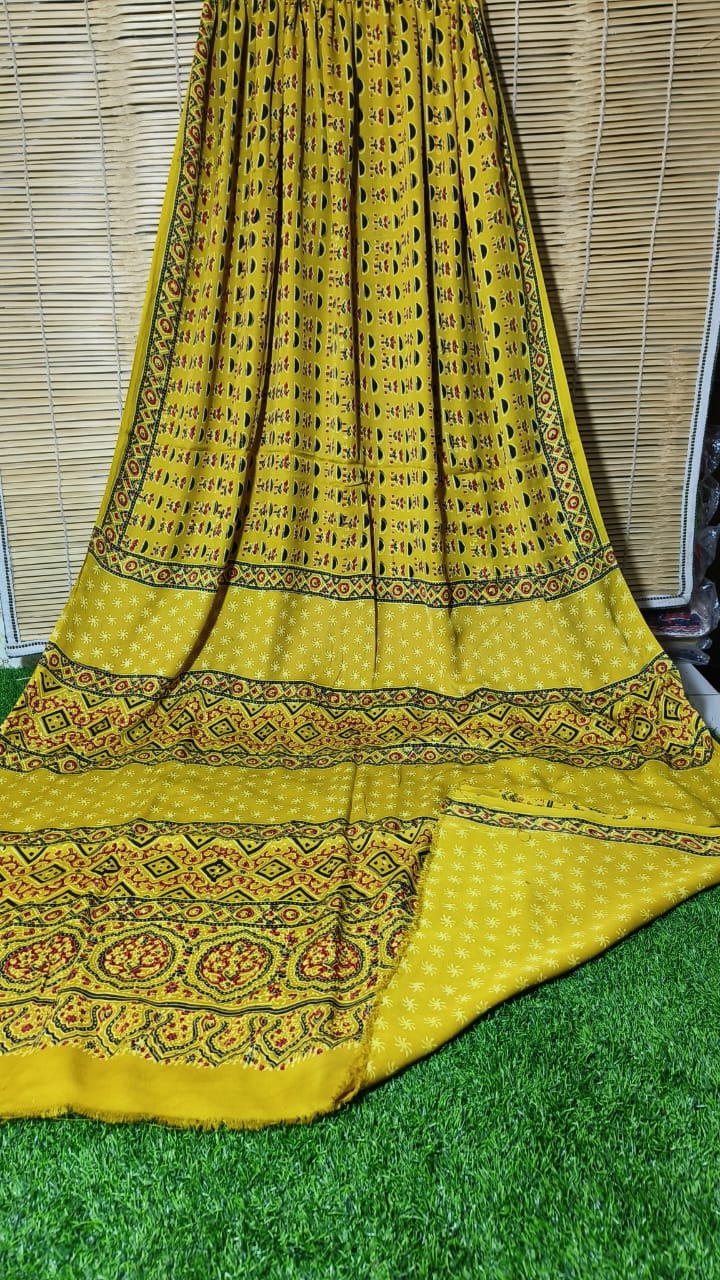 Azrakh Print Modal Silk Saree/Azrakh Saree/ Indian Azrakh Print Saree