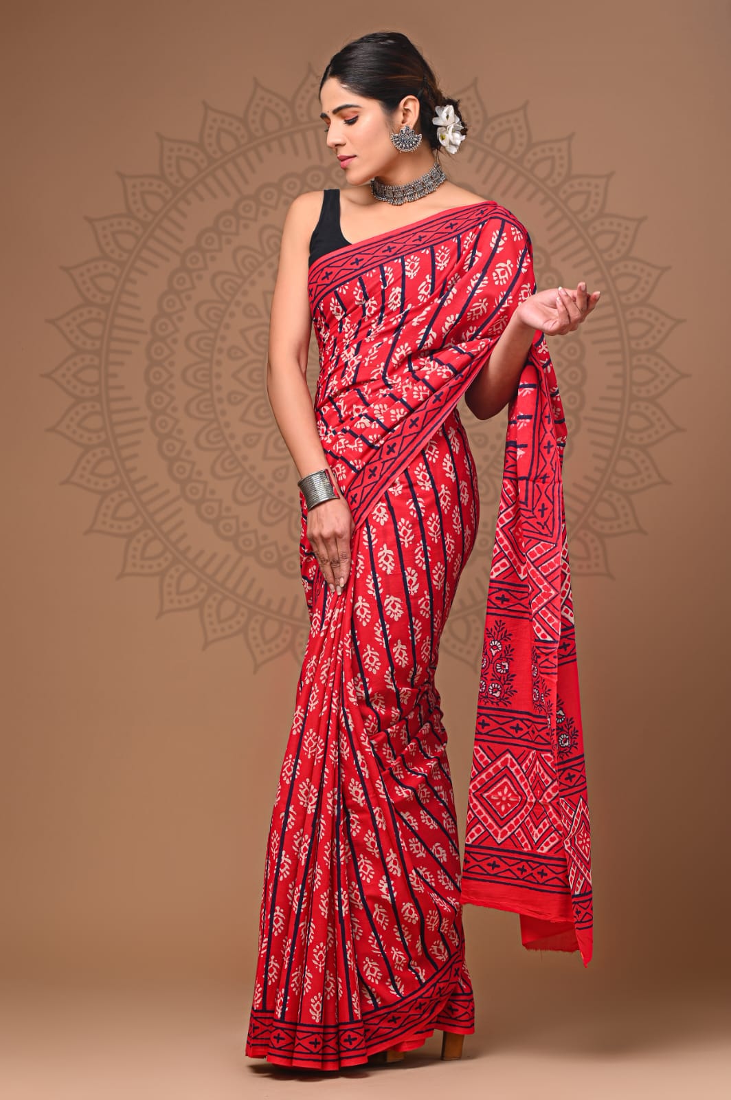 Beautiful Cotton Saree With Unstitched Blouse For Women Wear,Festive Wear,Wedding Wear Party Wear Sari