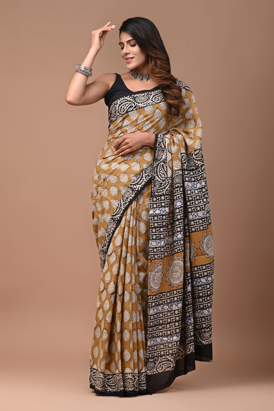 Beautiful Cotton Saree With Unstitched Blouse For Women Wear,Festive Wear,Wedding Wear Party Wear Sari