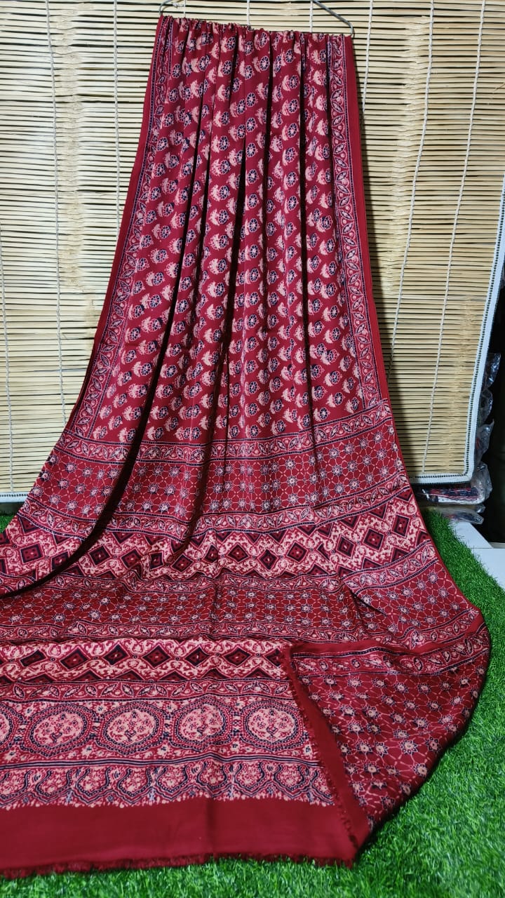 Azrakh Print Modal Silk Saree/Azrakh Saree/ Indian Azrakh Print Saree