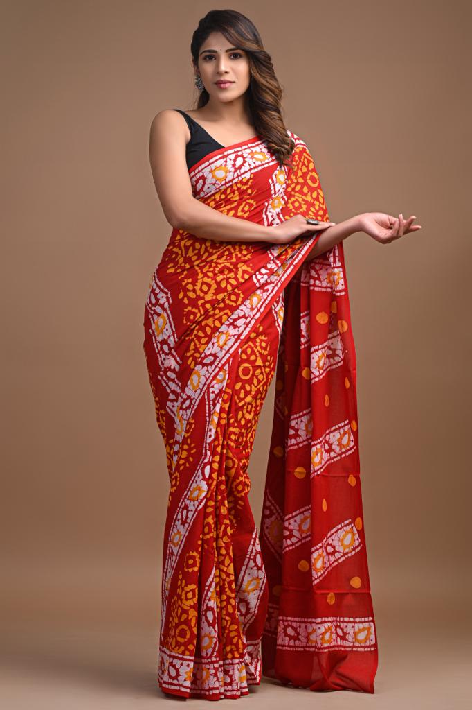 Beautiful Cotton Saree With Unstitched Blouse For Women Wear,Festive Wear,Wedding Wear Party Wear Sari