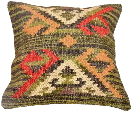 Heavy Handmade 18x18" Jute Kilim Cushion Cover Indian Vintage Pillow 18x18