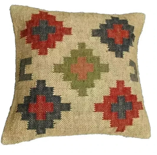 Heavy Handmade 18x18" Jute Kilim Cushion Cover Indian Vintage Pillow 18x18