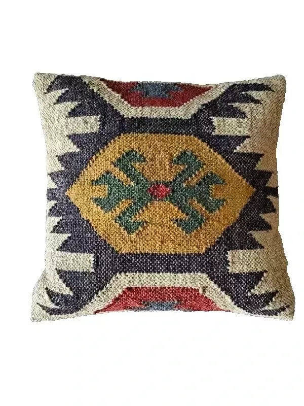 Boho Kilim Pillow Cover, Turkish Rug Throw Pillow, Bohemian Cushion Cover, Moroccan Ethnic Pillow, Cozy Chenille Pillow Cover,Any Size Color